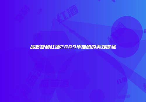 品尝智利红酒2009年佳酿的美妙体验