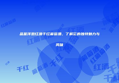 品鉴洋葱红酒干红葡萄酒，了解它的独特魅力与风味