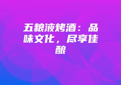 五粮液烤酒：品味文化，尽享佳酿