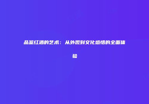 品鉴红酒的艺术：从外观到文化感悟的全面体验