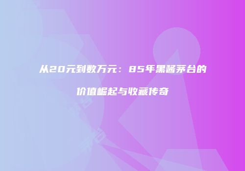 从20元到数万元：85年黑酱茅台的价值崛起与收藏传奇