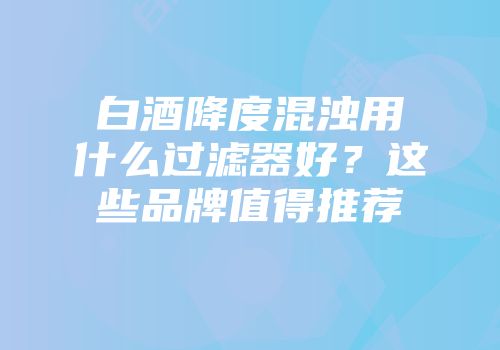 白酒降度混浊用什么过滤器好？这些品牌值得推荐