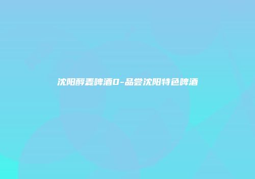 沈阳醇麦啤酒0-品尝沈阳特色啤酒