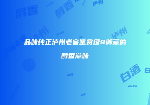 品味纯正泸州老窖鉴赏级9御藏的醇香滋味