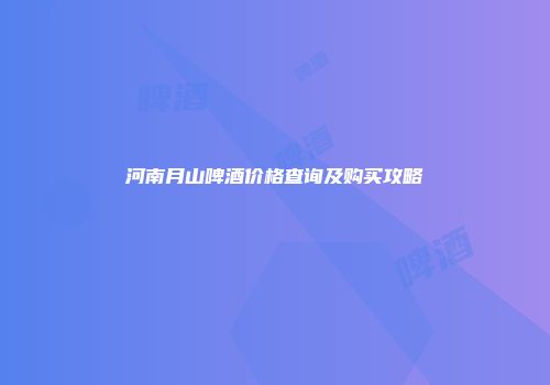 河南月山啤酒价格查询及购买攻略