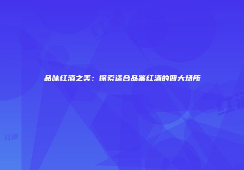 品味红酒之美：探索适合品鉴红酒的四大场所