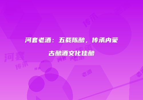 河套老酒：五载陈酿，传承内蒙古酿酒文化佳酿