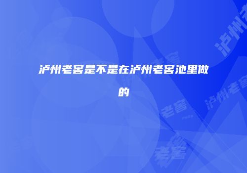 泸州老窖是不是在泸州老窖池里做的