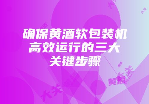 确保黄酒软包装机高效运行的三大关键步骤
