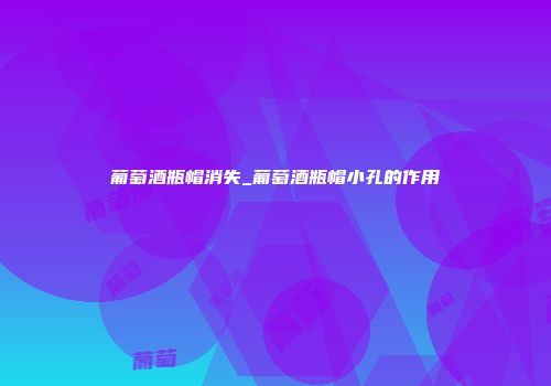 葡萄酒瓶帽消失_葡萄酒瓶帽小孔的作用