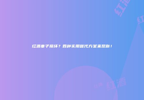 红酒塞子损坏？四种实用替代方案来帮你！