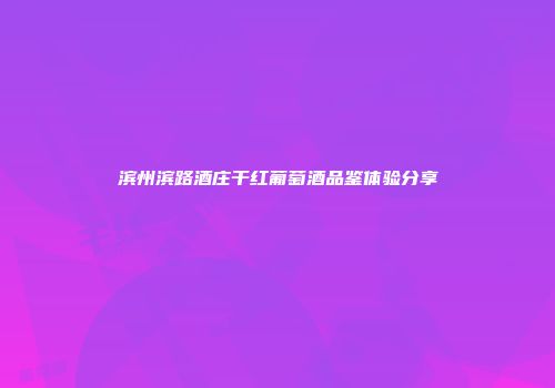 滨州滨路酒庄干红葡萄酒品鉴体验分享