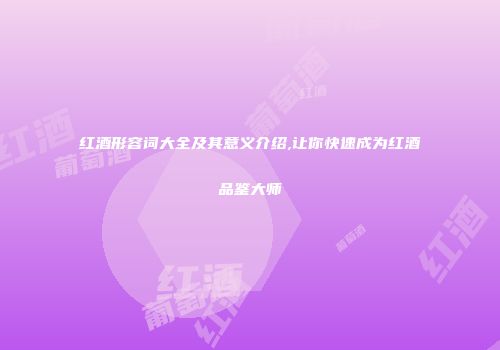 红酒形容词大全及其意义介绍,让你快速成为红酒品鉴大师