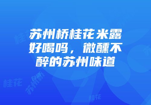 苏州桥桂花米露好喝吗，微醺不醉的苏州味道