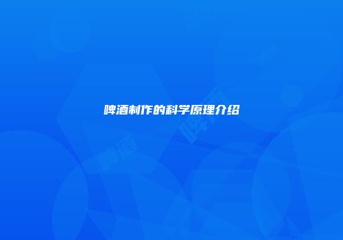 啤酒制作的科学原理介绍