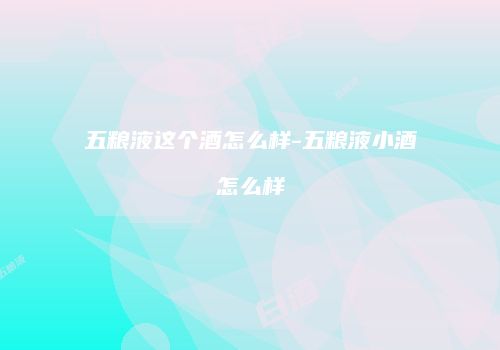 五粮液这个酒怎么样-五粮液小酒怎么样
