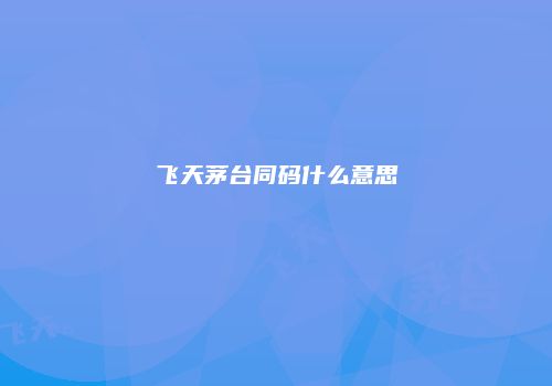 飞天茅台同码什么意思