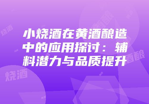 小烧酒在黄酒酿造中的应用探讨：辅料潜力与品质提升