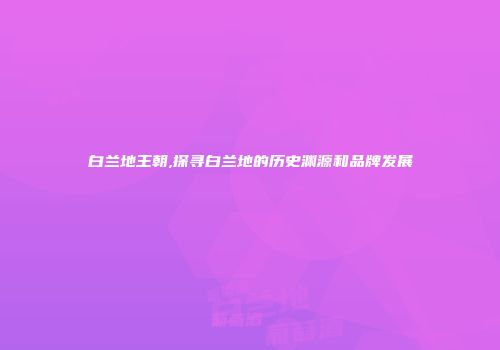 白兰地王朝,探寻白兰地的历史渊源和品牌发展