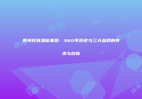 贵州民族酒业集团：360年历史与三大品牌的传承与创新