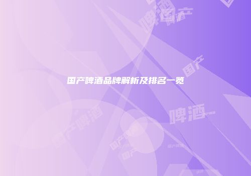 国产啤酒品牌解析及排名一览