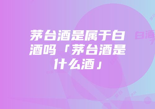 茅台酒是属于白酒吗「茅台酒是什么酒」