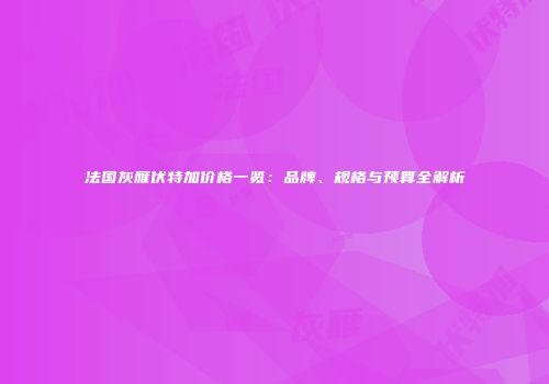 法国灰雁伏特加价格一览：品牌、规格与预算全解析