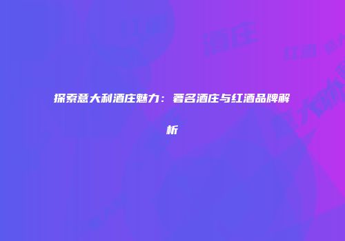 探索意大利酒庄魅力：著名酒庄与红酒品牌解析
