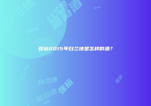 张裕2015年白兰地是怎样的酒？