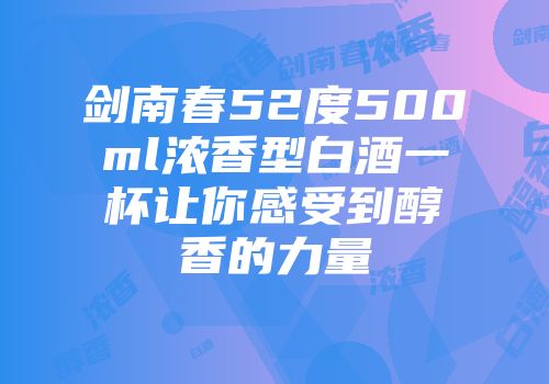 剑南春52度500ml浓香型白酒一杯让你感受到醇香的力量