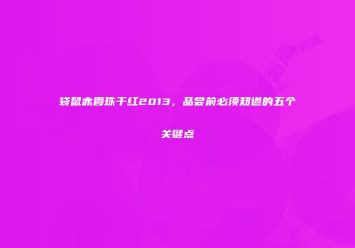 袋鼠赤霞珠干红2013，品尝前必须知道的五个关键点