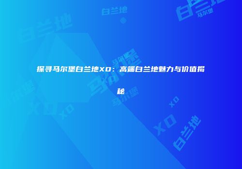 探寻马尔堡白兰地XO：高端白兰地魅力与价值揭秘