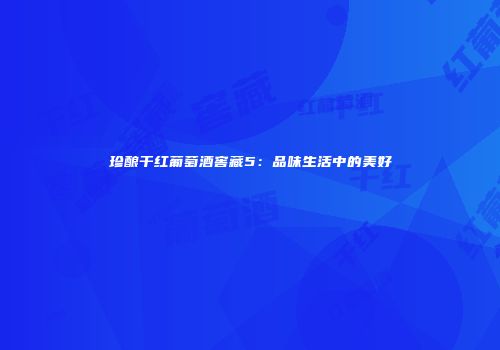 珍酿干红葡萄酒窖藏5：品味生活中的美好