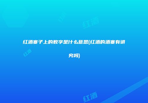 红酒塞子上的数字是什么意思(红酒的酒塞有讲究吗)