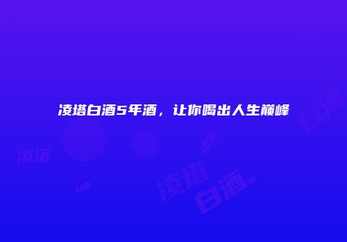 凌塔白酒5年酒，让你喝出人生巅峰