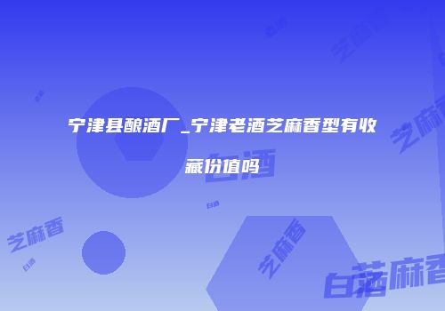 宁津县酿酒厂_宁津老酒芝麻香型有收藏份值吗