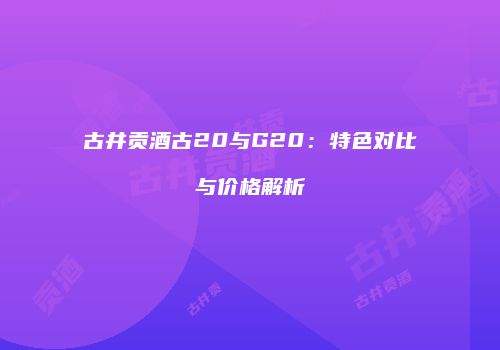 古井贡酒古20与G20：特色对比与价格解析