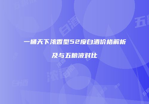 一桶天下浓香型52度白酒价格解析及与五粮液对比