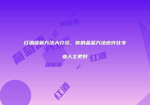 红酒储藏方法大介绍，你的品鉴方法也许比专业人士更好