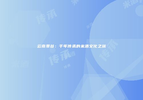 云南景谷：千年传承的米酒文化之旅