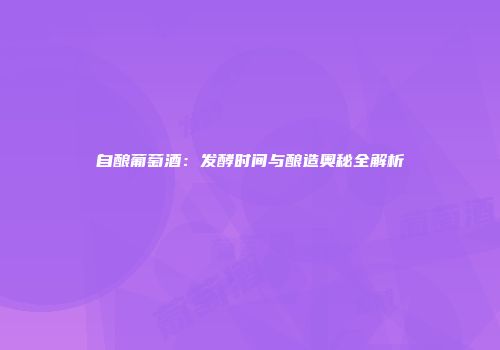 自酿葡萄酒：发酵时间与酿造奥秘全解析