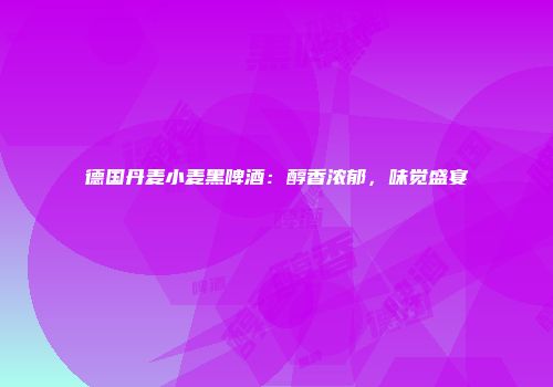 德国丹麦小麦黑啤酒：醇香浓郁，味觉盛宴