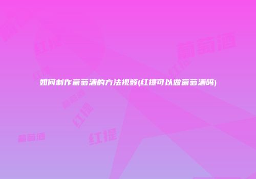 如何制作葡萄酒的方法视频(红提可以做葡萄酒吗)
