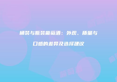 桶装与瓶装葡萄酒：外观、质量与口感的差异及选择建议