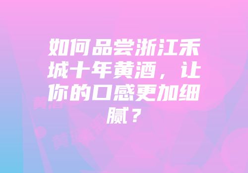 如何品尝浙江禾城十年黄酒，让你的口感更加细腻？