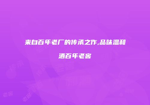 来自百年老厂的传承之作,品味温和酒百年老窖