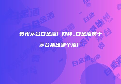 贵州茅台白金酒厂咋样_白金酒属于茅台集团哪个酒厂