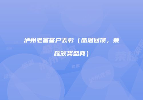 泸州老窖客户表彰（感恩回馈，荣耀颁奖盛典）