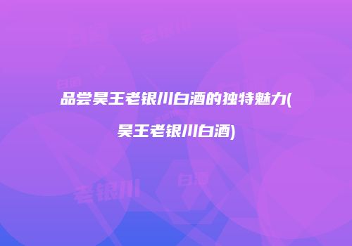 品尝昊王老银川白酒的独特魅力(昊王老银川白酒)