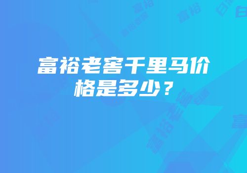 富裕老窖千里马价格是多少？